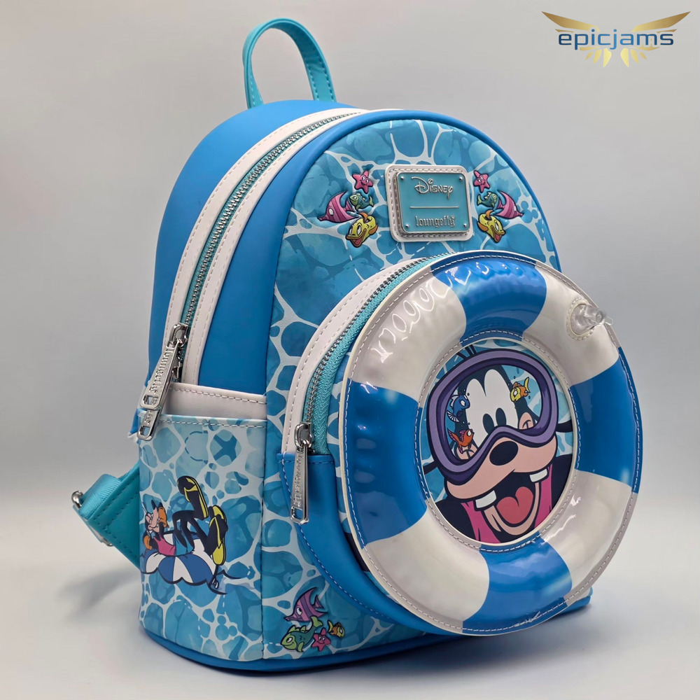 Loungefly Disney Goofy Floatie Ocean Fish Blue Mini Backpack New - Picture 2 of 8